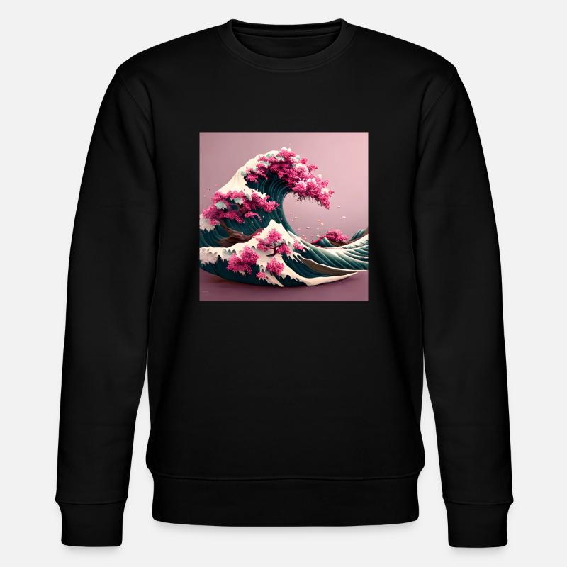 Blumen-Tsunami - Stanley/Stella Unisex Bio-Sweatshirt CHANGER  - Schwarz