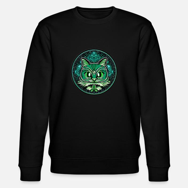 Mandala und Katze - Stanley/Stella Unisex Bio-Sweatshirt CHANGER  - Schwarz