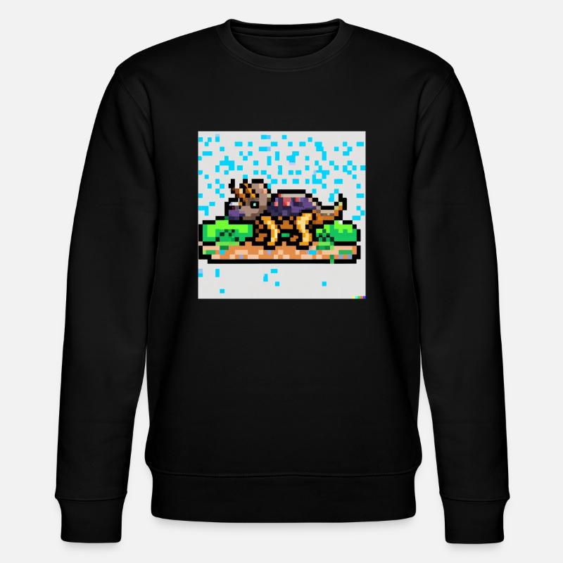 Triceratops pixel art - Stanley/Stella Unisex Bio-Sweatshirt CHANGER  - Schwarz