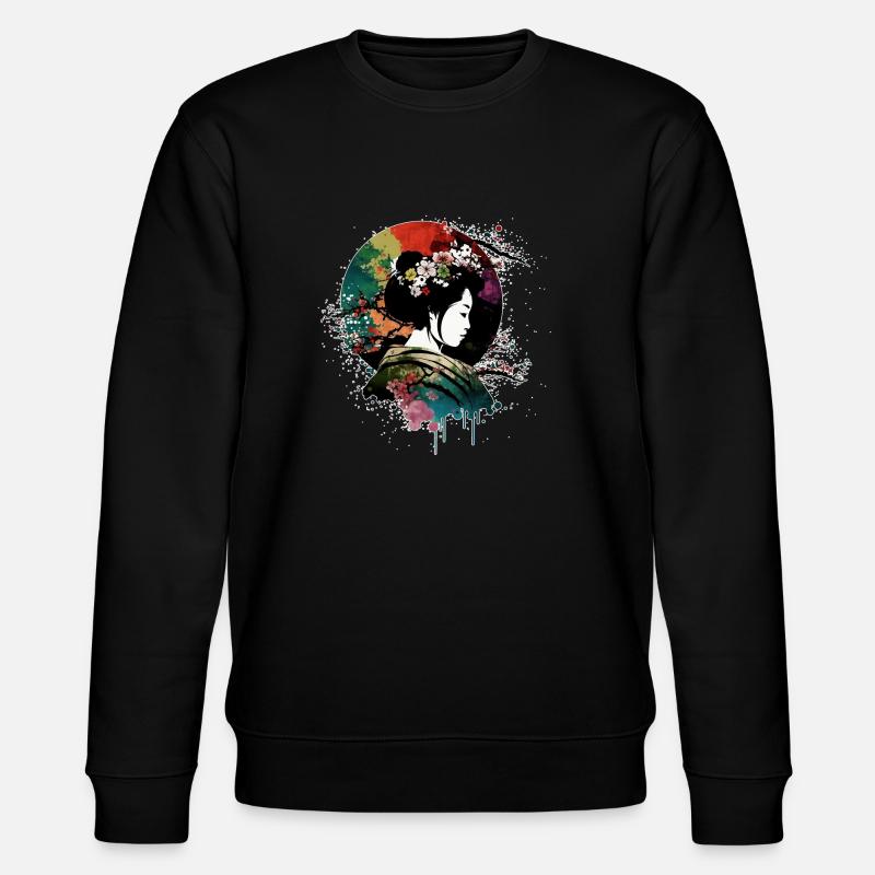 Ultra bunte Geisha - Stanley/Stella Unisex Bio-Sweatshirt CHANGER  - Schwarz