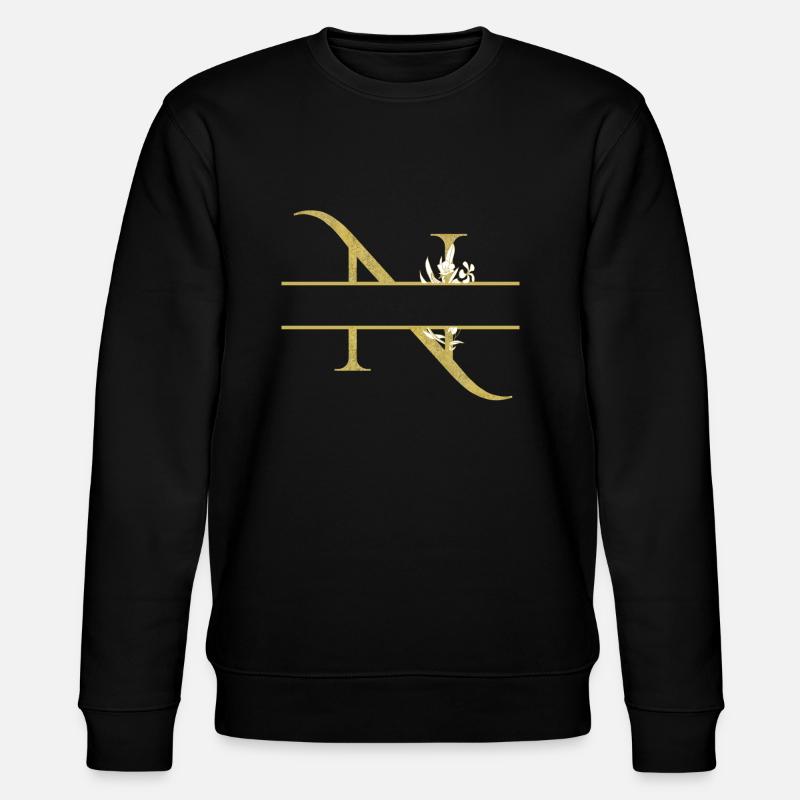 Personalisierter Blumengoldbuchstabe N - Stanley/Stella Unisex Bio-Sweatshirt CHANGER  - Schwarz