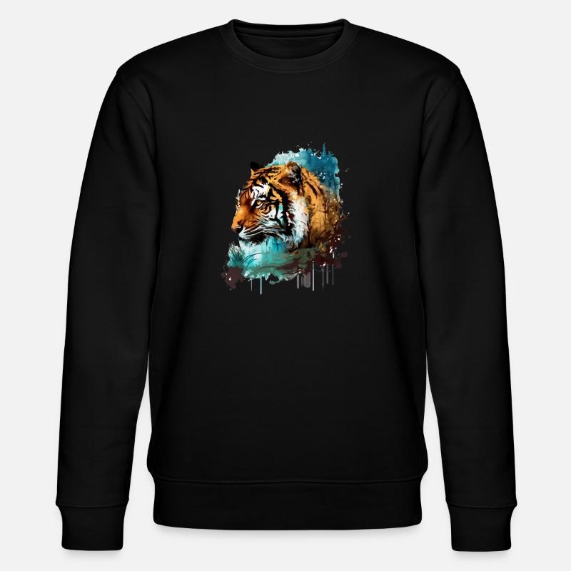 Doz Der Tiger - Stanley/Stella Unisex Bio-Sweatshirt CHANGER  - Schwarz