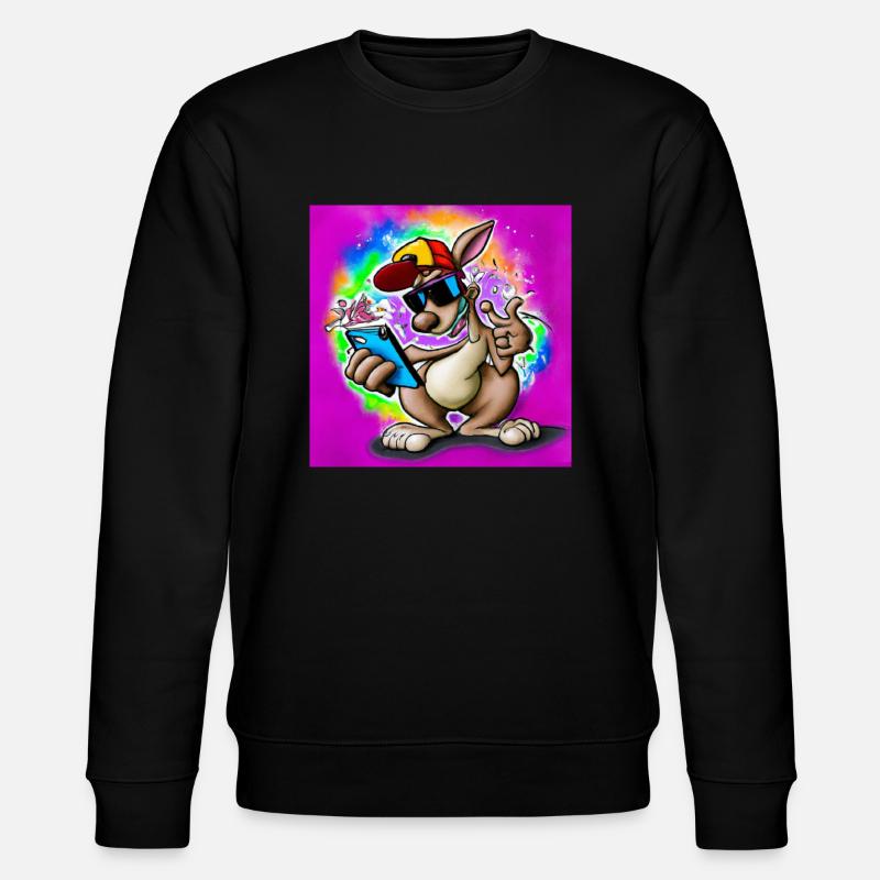 Känguru macht Selfie V3 Geschenk - Stanley/Stella Unisex Bio-Sweatshirt CHANGER  - Schwarz