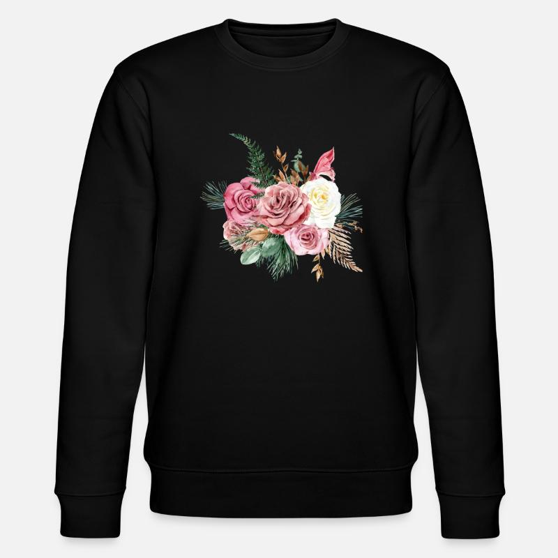Aquarell Blumen Geschenkidee - Stanley/Stella Unisex Bio-Sweatshirt CHANGER  - Schwarz