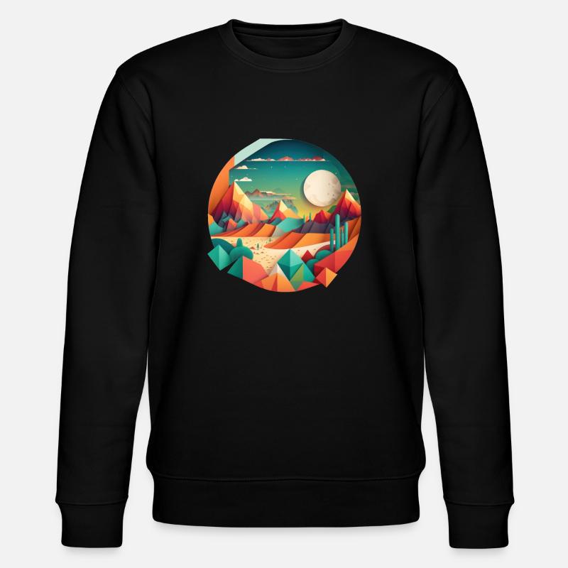 Geometrische Landschaft - Stanley/Stella Unisex Bio-Sweatshirt CHANGER  - Schwarz