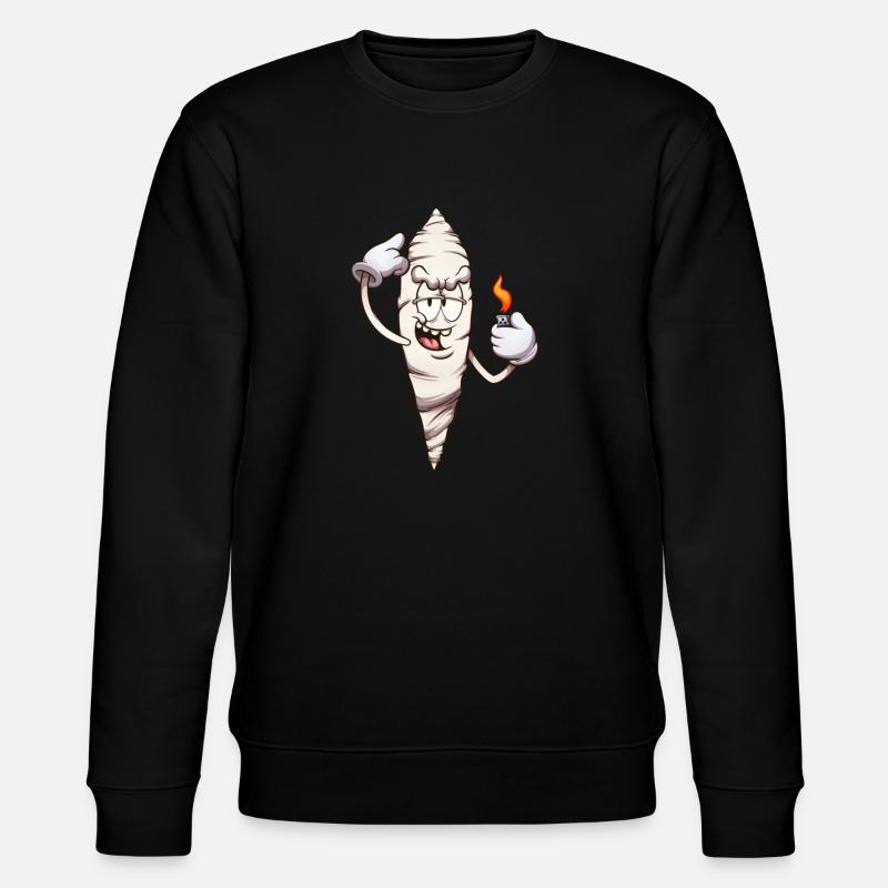 Funny Cartoon Joint With Lighter - Stanley/Stella CHANGER Unisex Organic Sweatshirt - black