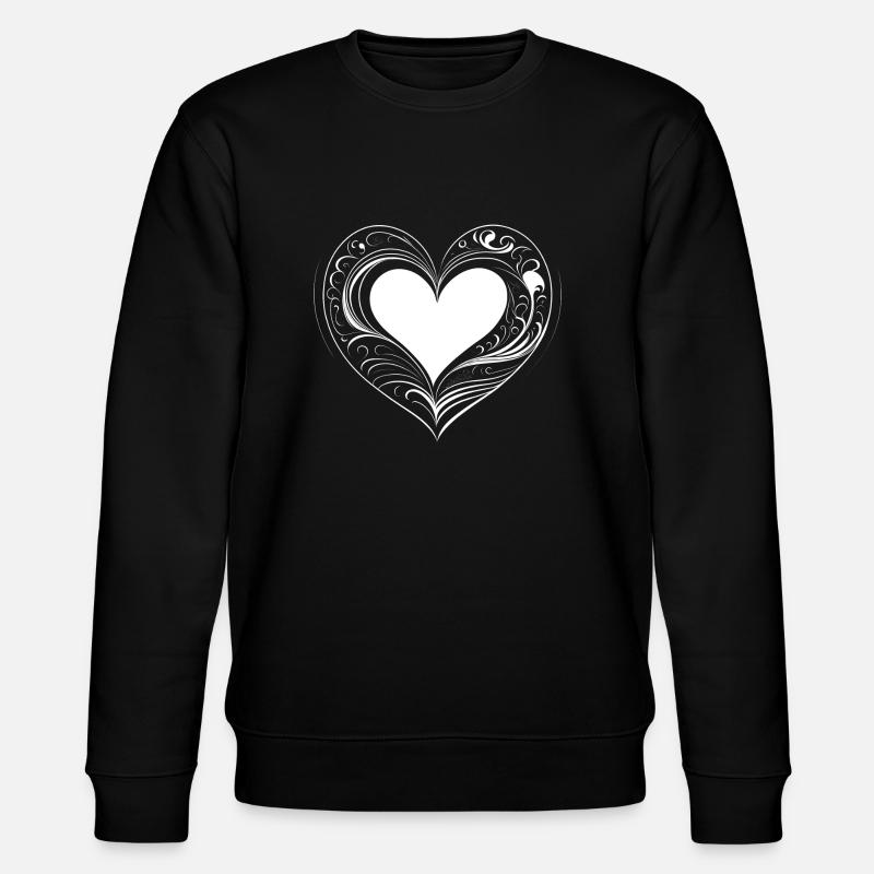 Weißes Herz - Stanley/Stella Unisex Bio-Sweatshirt CHANGER  - Schwarz