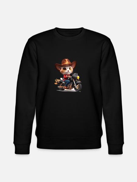 Katze auf Motorad - Stanley/Stella Unisex Bio-Sweatshirt CHANGER - Schwarz