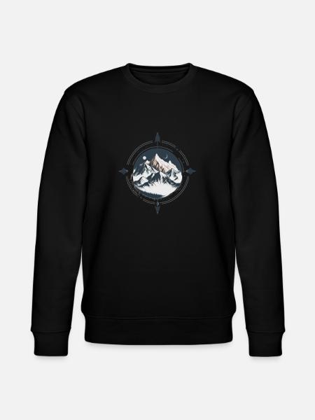 Boussole minimaliste avec montagnes - Sweat bio CHANGER Stanley/Stella Unisexe - noir