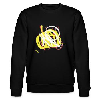 Farbiges Kunstgemälde auf schwarzem T-Shirt - Stanley/Stella Unisex Bio-Sweatshirt CHANGER  - Schwarz - Vorne - Nik (191cm) & Marisol (170cm)