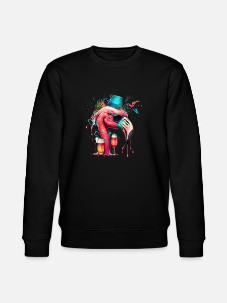 Beer Flamingo with Party Hat - Stanley/Stella CHANGER Unisex Organic Sweatshirt - black
