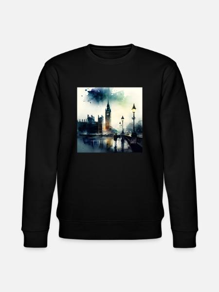 London Scenery Big Ben Aquarell - Stanley/Stella CHANGER Unisex Organic Sweatshirt - black