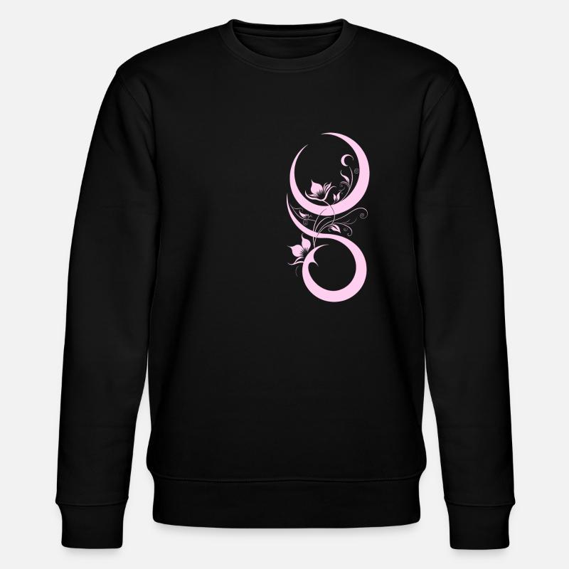 Rosa Blumen- und Schleifenmuster - Stanley/Stella Unisex Bio-Sweatshirt CHANGER  - Schwarz