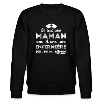 Maman et infirmière cadeau pour mère infirmiere - Sweat bio CHANGER Stanley/Stella Unisexe - noir - Devant - Nik (191cm) & Marisol (170cm)