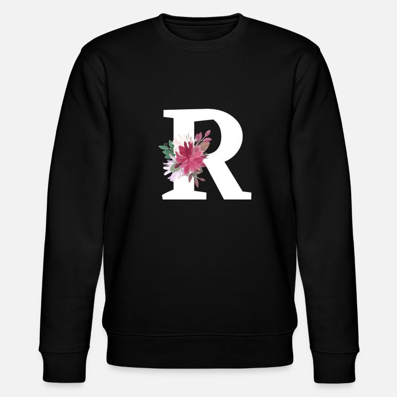 Buchstabe r floral - Stanley/Stella Unisex Bio-Sweatshirt CHANGER  - Schwarz