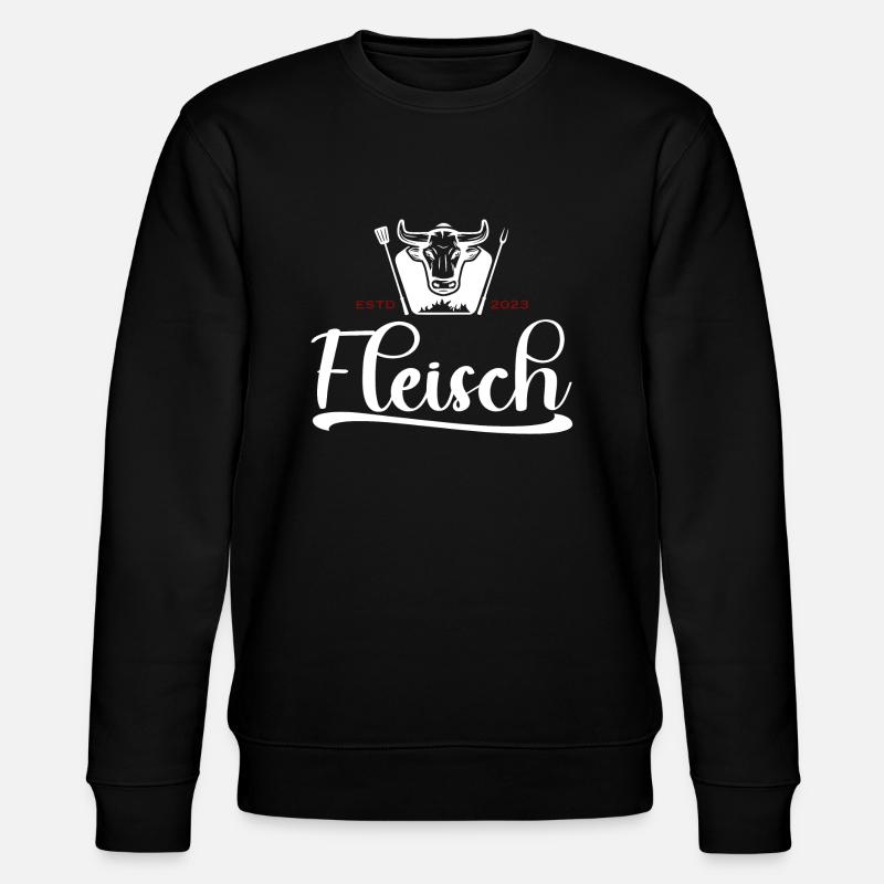 Fleisch Logo mit Stier Weiß - Stanley/Stella Unisex Bio-Sweatshirt CHANGER  - Schwarz