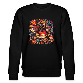 Traditionelles spanisches Design - Stanley/Stella Unisex Bio-Sweatshirt CHANGER  - Schwarz - Vorne - Nik (191cm) & Marisol (170cm)