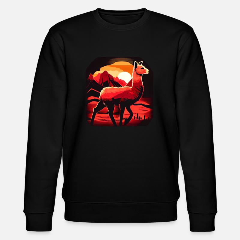 Cria Lama Sunset Mountains - Stanley/Stella Unisex Bio-Sweatshirt CHANGER  - Schwarz