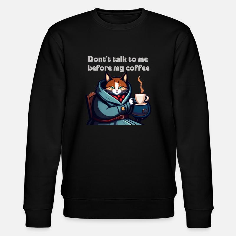 Lustige Katze und Kaffee - Stanley/Stella Unisex Bio-Sweatshirt CHANGER  - Schwarz
