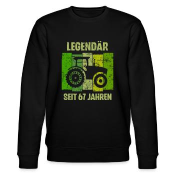 67 Geburtstag Geschenk 67. Landwirt Spruch - Stanley/Stella Unisex Bio-Sweatshirt CHANGER  - Schwarz - Vorne - Nik (191cm) & Marisol (170cm)