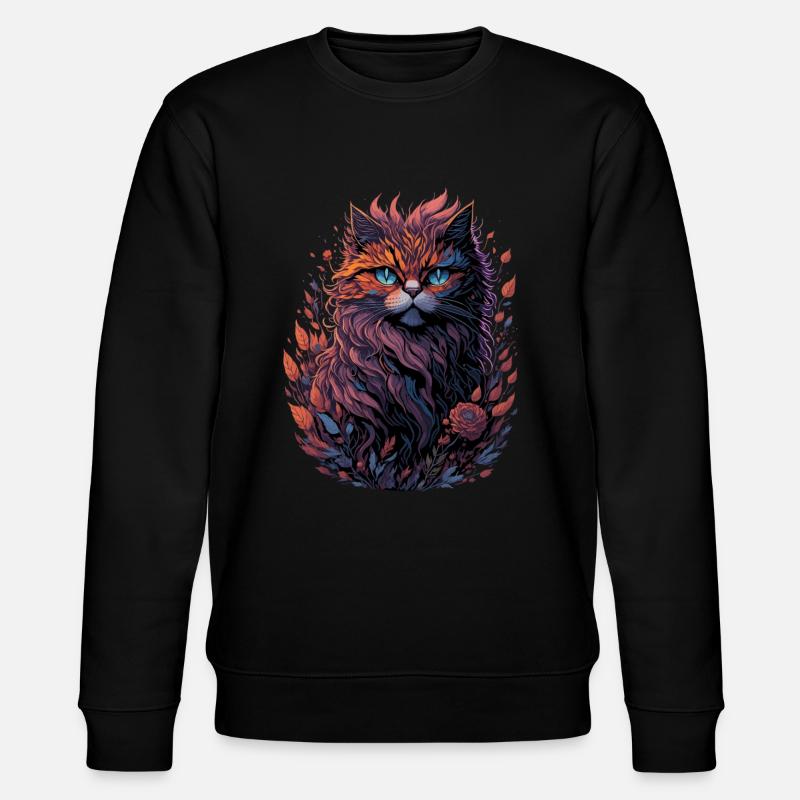Flower Cat - Stanley/Stella Unisex Bio-Sweatshirt CHANGER  - Schwarz