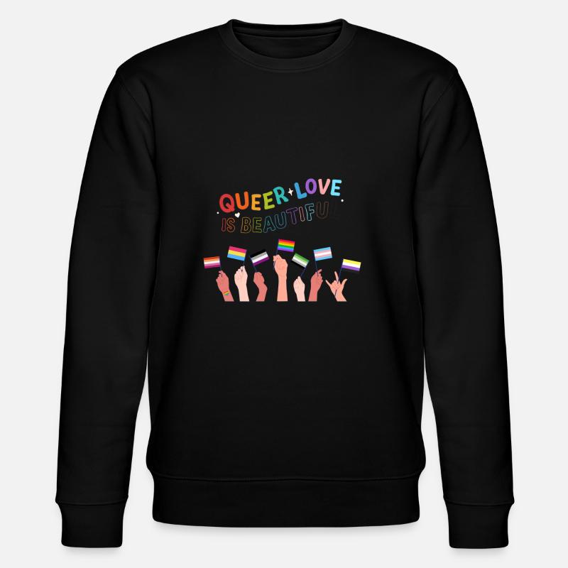 Queer Love Is Beautiful - Stanley/Stella Unisex Bio-Sweatshirt CHANGER  - Schwarz