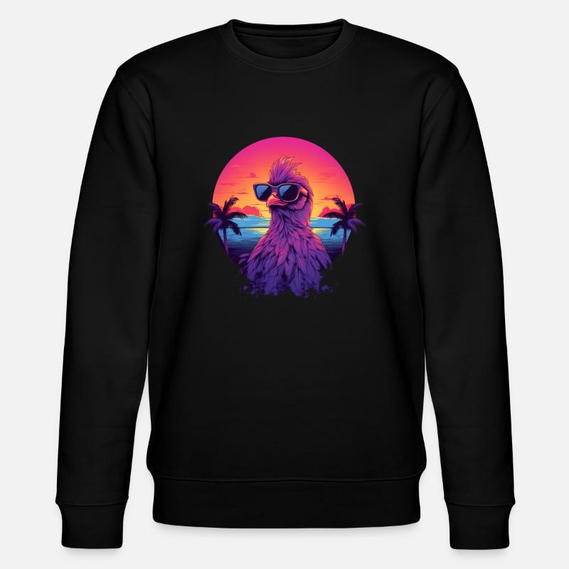 Synthwave Chicken Sunset - Stanley/Stella Unisex Bio-Sweatshirt CHANGER  - Schwarz