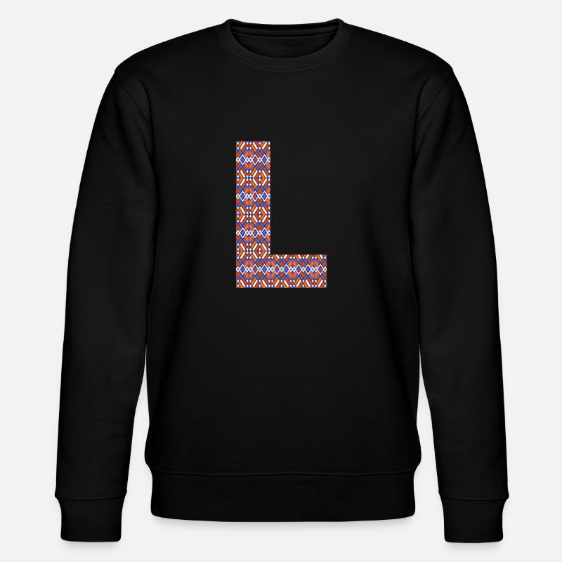 Monogram Letter L- geometric pattern - Stanley/Stella CHANGER Unisex Organic Sweatshirt - black