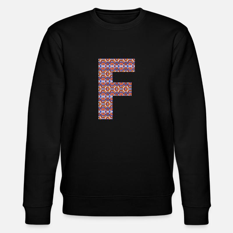 Monogram Letter F- geometric pattern - Stanley/Stella CHANGER Unisex Organic Sweatshirt - black