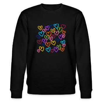 Viele kleine Herze auf T-Shirt - Stanley/Stella Unisex Bio-Sweatshirt CHANGER  - Schwarz - Vorne - Nik (191cm) & Marisol (170cm)