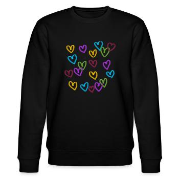 Geschenkidee für Herzensmensch - Stanley/Stella Unisex Bio-Sweatshirt CHANGER  - Schwarz - Vorne - Nik (191cm) & Marisol (170cm)