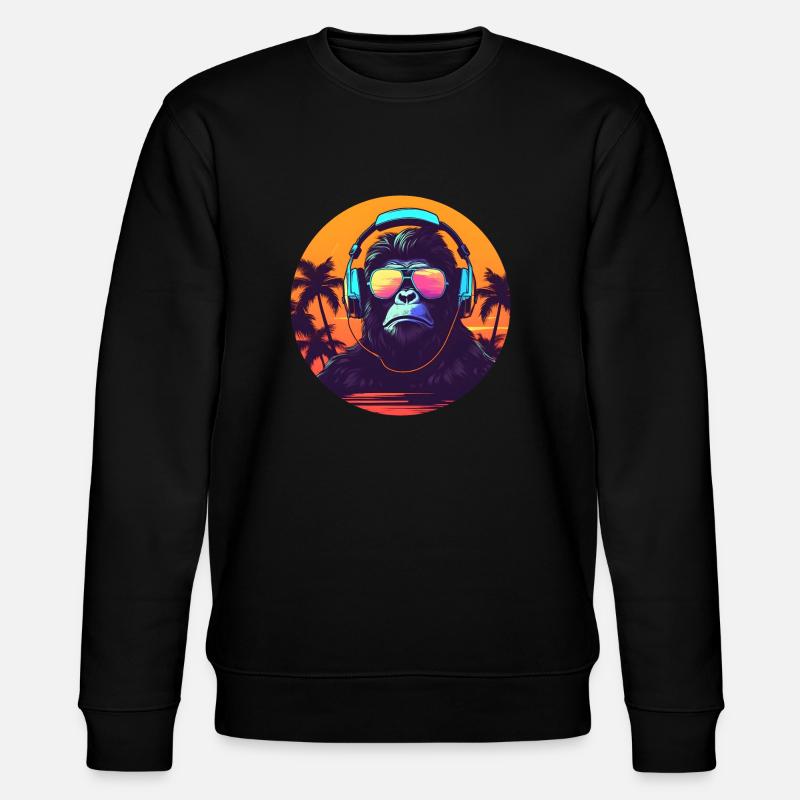 Synthwave DJ Gorilla - Stanley/Stella CHANGER Unisex Organic Sweatshirt - black