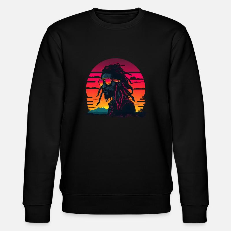 Synthwave Jamaican Rasta Man - Stanley/Stella Unisex Bio-Sweatshirt CHANGER  - Schwarz