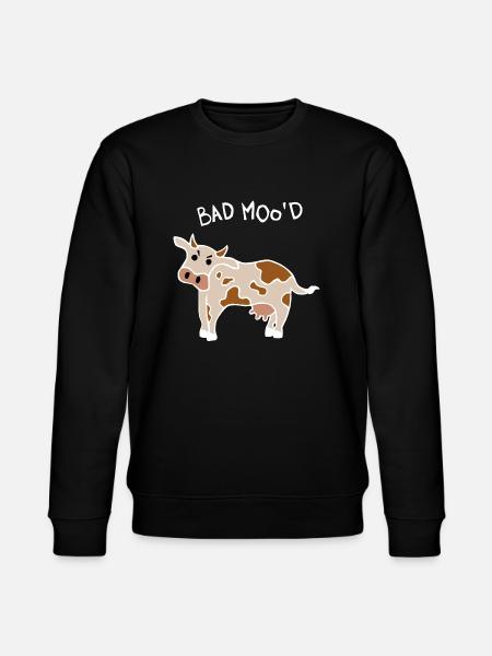 Bad Mood Cow (White) - Stanley/Stella CHANGER Unisex Organic Sweatshirt - black