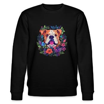 Englische Bulldogge Hund Geschenk - Stanley/Stella Unisex Bio-Sweatshirt CHANGER  - Schwarz - Vorne - Nik (191cm) & Marisol (170cm)