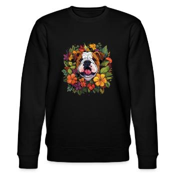 Englische Bulldogge Hund Geschenk - Stanley/Stella Unisex Bio-Sweatshirt CHANGER  - Schwarz - Vorne - Nik (191cm) & Marisol (170cm)