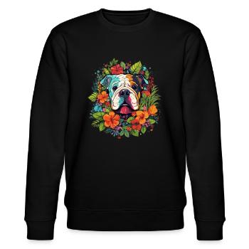 Englische Bulldogge Hund Geschenk - Stanley/Stella Unisex Bio-Sweatshirt CHANGER  - Schwarz - Vorne - Nik (191cm) & Marisol (170cm)