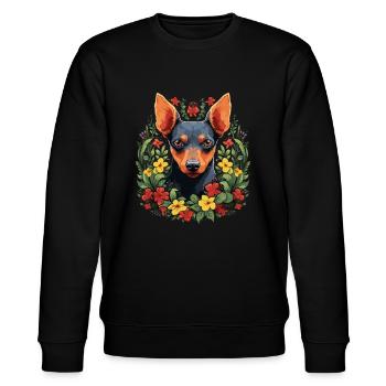 Pinscher Hund Geschenk - Stanley/Stella Unisex Bio-Sweatshirt CHANGER  - Schwarz - Vorne - Nik (191cm) & Marisol (170cm)