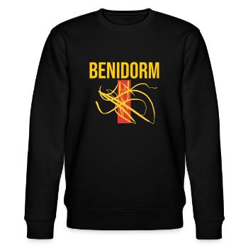 Benidorm T-Shirt Souvenir Benidorm Sweater - Stanley/Stella CHANGER Unisex Organic Sweatshirt - black - Front - Nik (191cm) & Marisol (170cm)