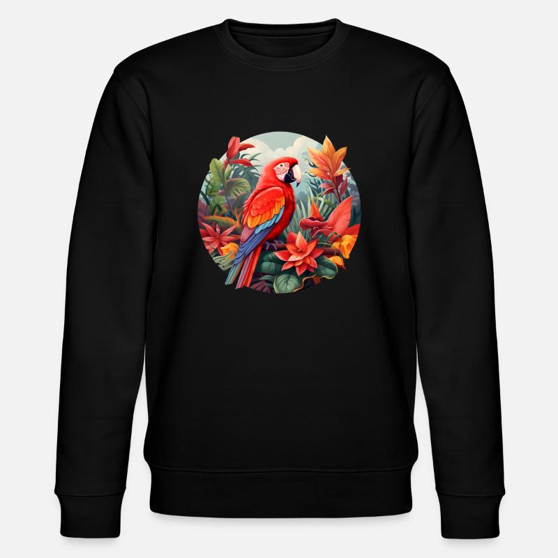 Hellroter Ara - Stanley/Stella Unisex Bio-Sweatshirt CHANGER  - Schwarz