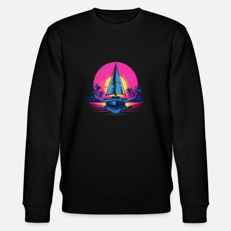 Synthwave Yacht sunset - Stanley/Stella Unisex Bio-Sweatshirt CHANGER  - Schwarz