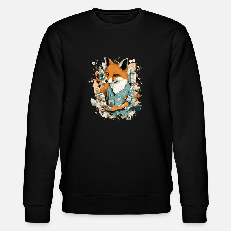 Fox and his diary - Stanley/Stella CHANGER Unisex Organic Sweatshirt - black