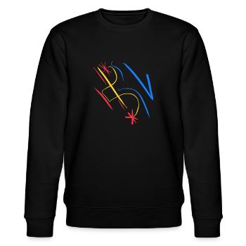 Blau gelb rotes Farbengemisch - Stanley/Stella Unisex Bio-Sweatshirt CHANGER  - Schwarz - Vorne - Nik (191cm) & Marisol (170cm)