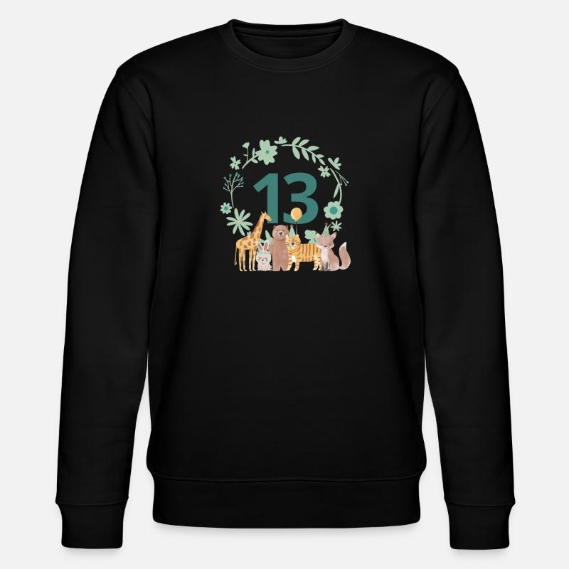 13e anniversaire - anniversaire animaux - Sweat bio CHANGER Stanley/Stella Unisexe - noir