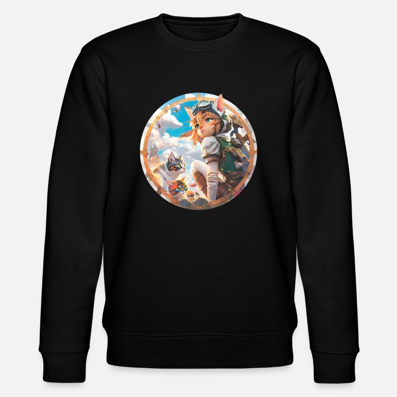 Anime Cat Boy - Stanley/Stella Unisex Bio-Sweatshirt CHANGER  - Schwarz