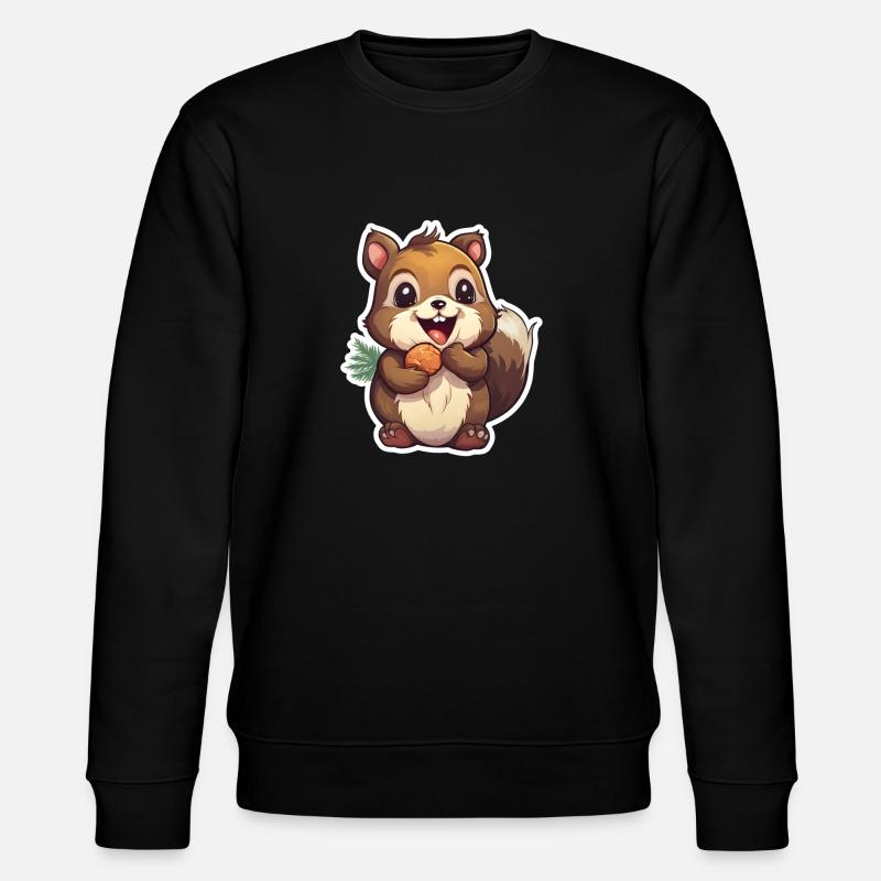 Cute squirrel with nut - Stanley/Stella CHANGER Unisex Organic Sweatshirt - black
