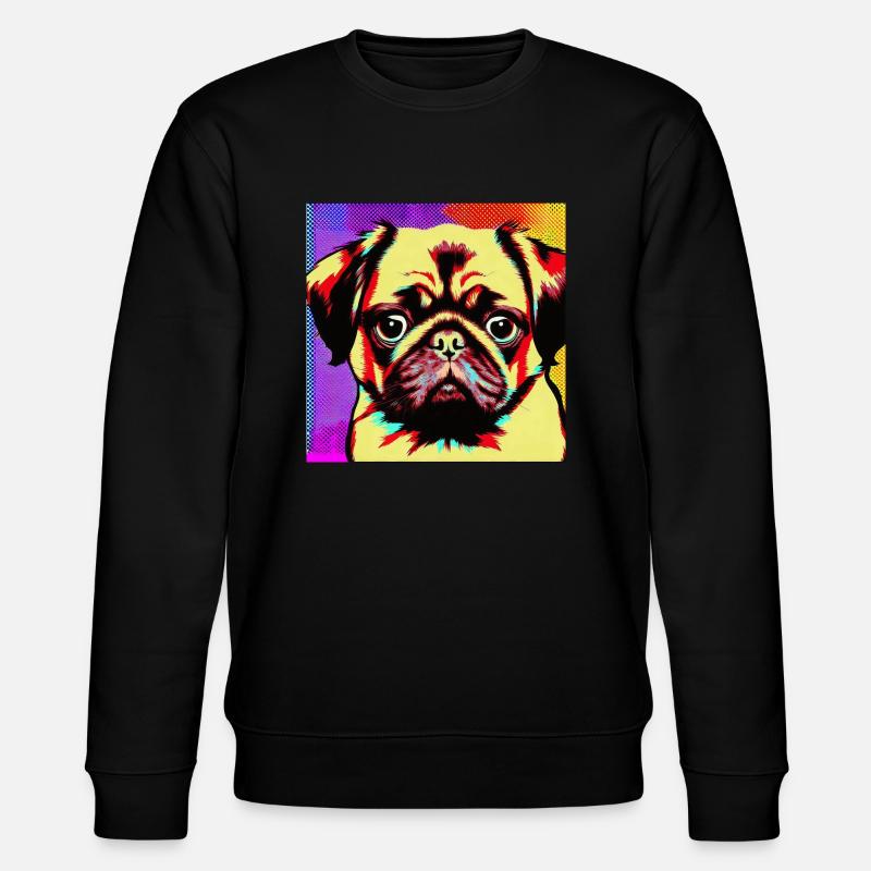 Mops Pop Art - Stanley/Stella Unisex Bio-Sweatshirt CHANGER  - Schwarz