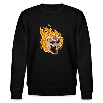 Flaming Skull - Stanley/Stella CHANGER Unisex Organic Sweatshirt - black - Front - Nik (191cm) & Marisol (170cm)