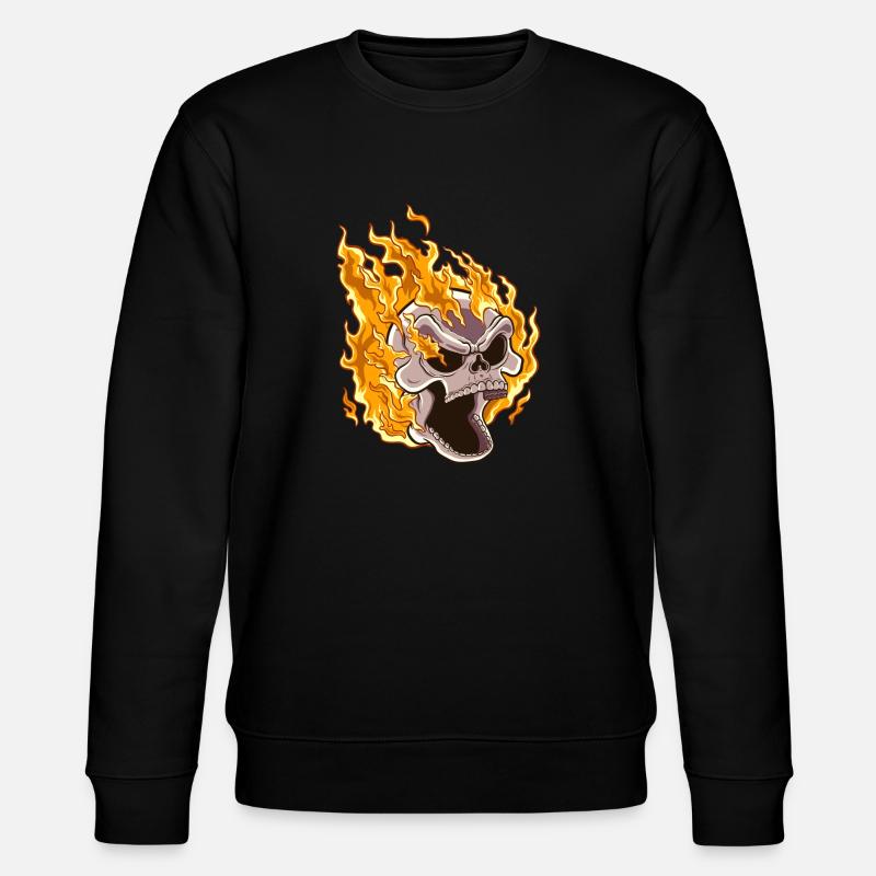 Flammender Schädel - Stanley/Stella Unisex Bio-Sweatshirt CHANGER  - Schwarz