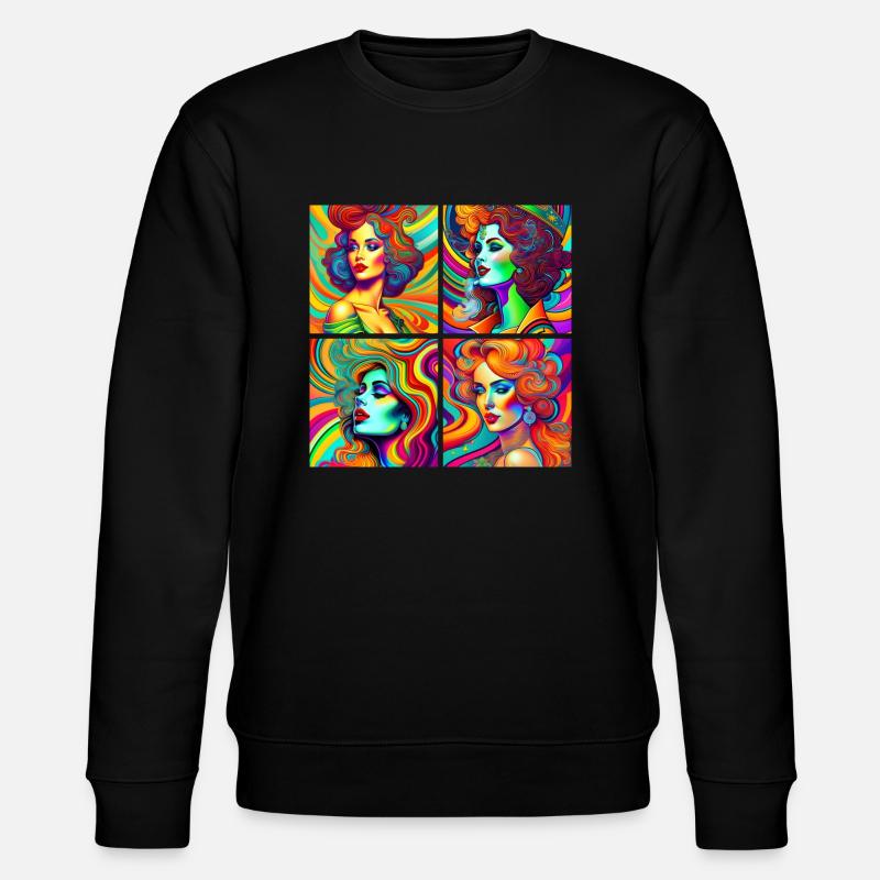 psychedelische Léa - Stanley/Stella Unisex Bio-Sweatshirt CHANGER  - Schwarz